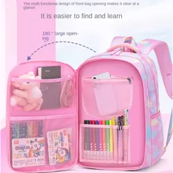 New Schoolbag Student Girls Children's Princess Refrigerator Door Backpack Spine Protector Shoulder Bags Cute Waterproof Rainbow
