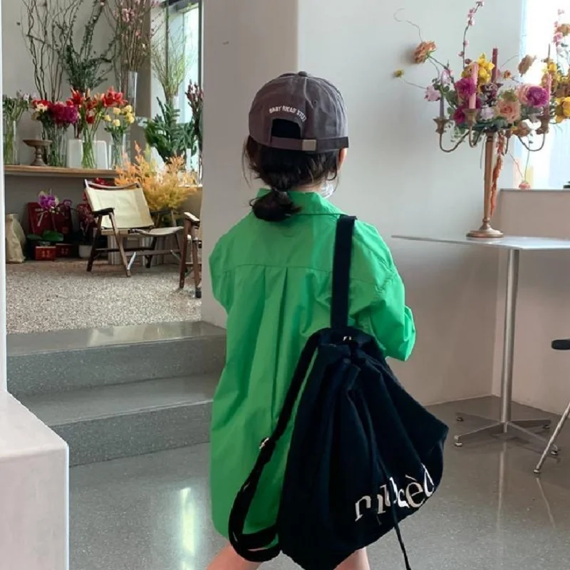 Fashion Baby Girl Boy Shirt Long Loose Infant Toddler Child Blouses Outfit Oversized Spring Autumn Summer Baby Clothes 1-12Y kids shirts