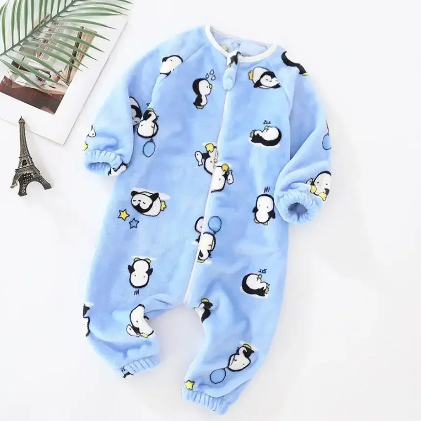 Winter Baby Pajamas For Boys Girls Thick Warm Pajama Autumn Children Flannel Onesies Jumpsuits Kids Cartoon Blanket Sleepwear