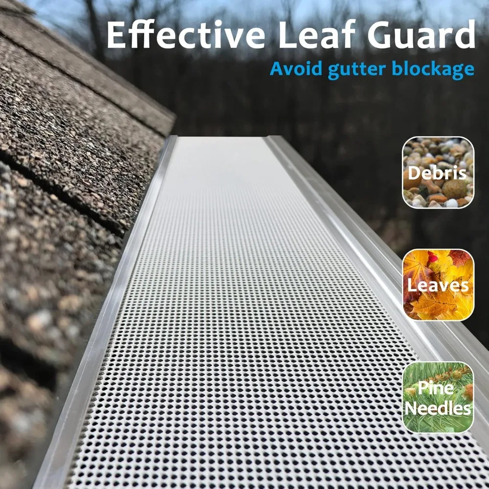 Gutter Guard 5", White Coated Stainless Steel Micro Mesh Needle and Leaf Filter, K-Style or Other Gutter System