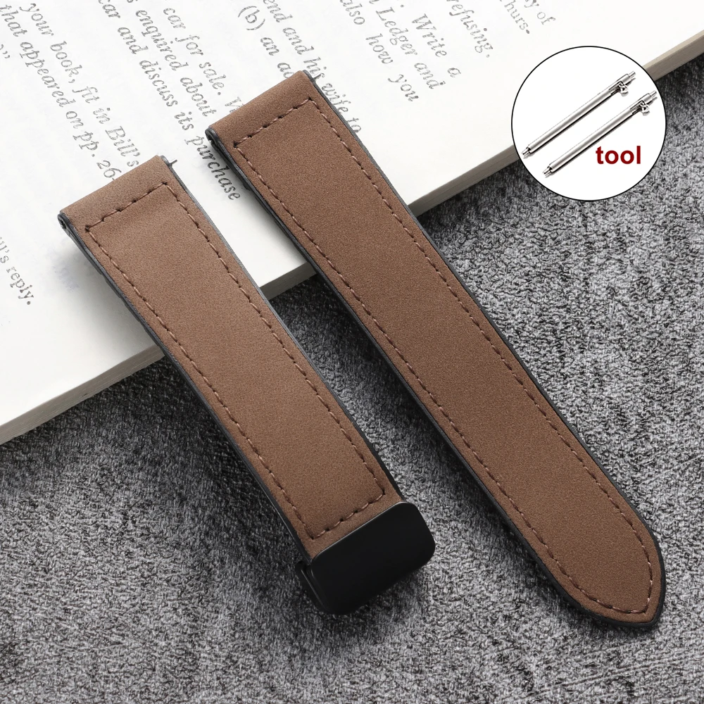 Premium Leather Silicone Magnetic Watch Strap - 20mm/22mm