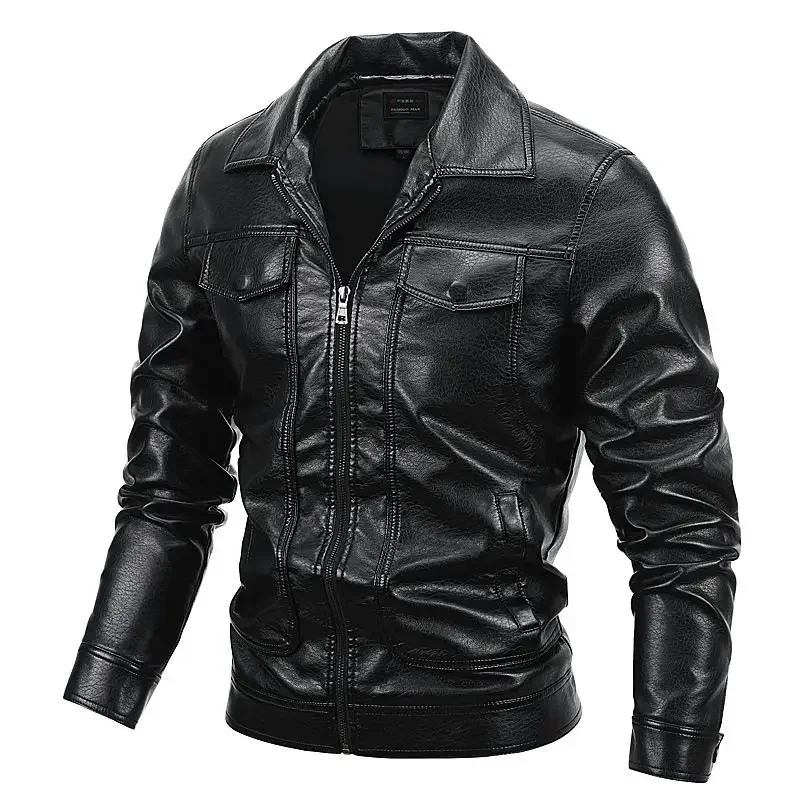 

Spring Autumn Handsome Man Leather Jacket Fashion Trend Motorcycle Clothing Europe and The United States Simple Wind Men's Wear