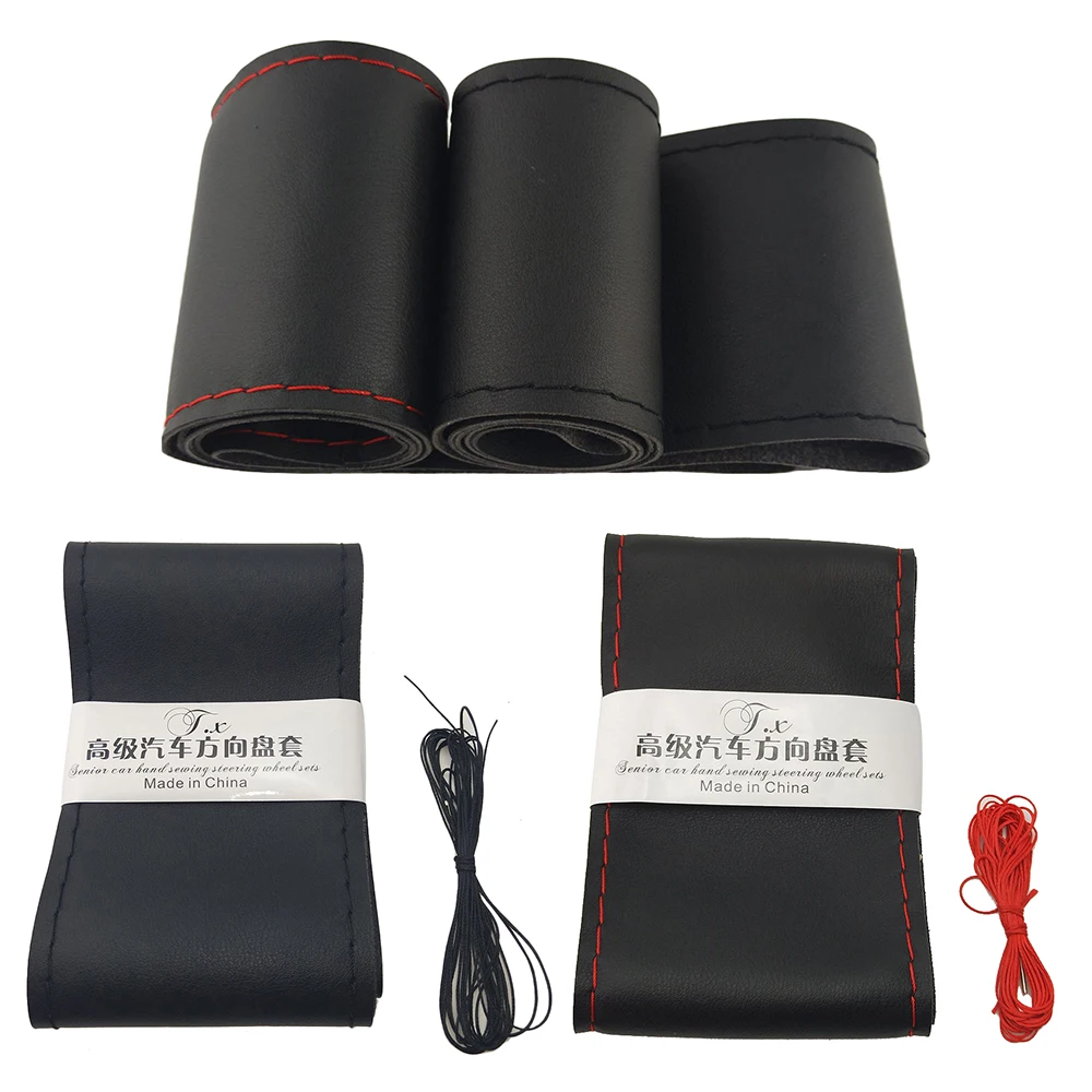 

36/40cm Car Steering Wheel Cover Leather Braid Needles Artificial Leather Covers Set Soft Anti-Slip Car Styling Accessories
