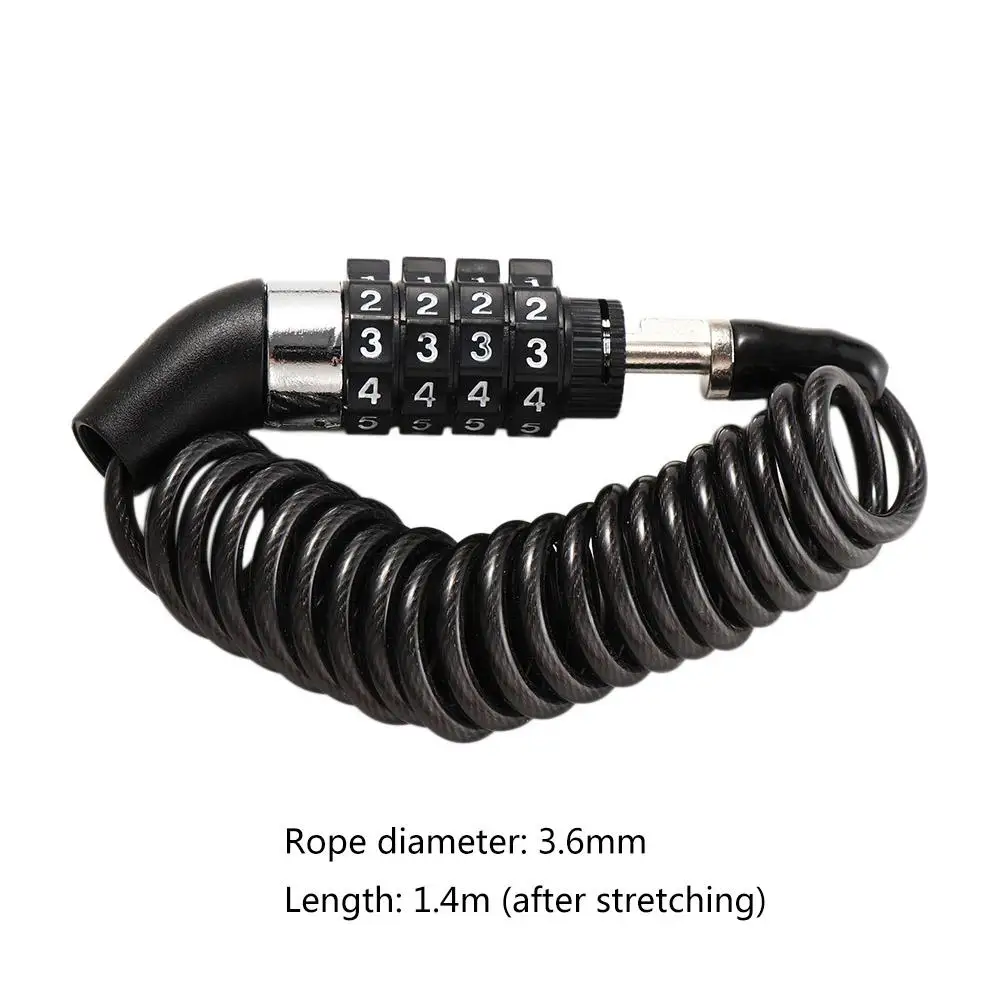 Description Picture 4 of itemUniversal Cycling Parts Bicycle Accessories 4 Digit Password Anti Theft Security Lock Bike Lock Steel Cable Lock Bicycle Lock