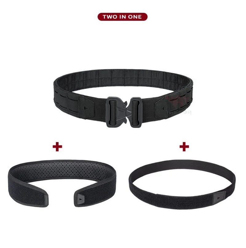 Tactical Belt 3 IN 1 Laser Cut Quick Release Buckle MOLLE Combat Shooting with Inner & Back Support Pad tactical belt