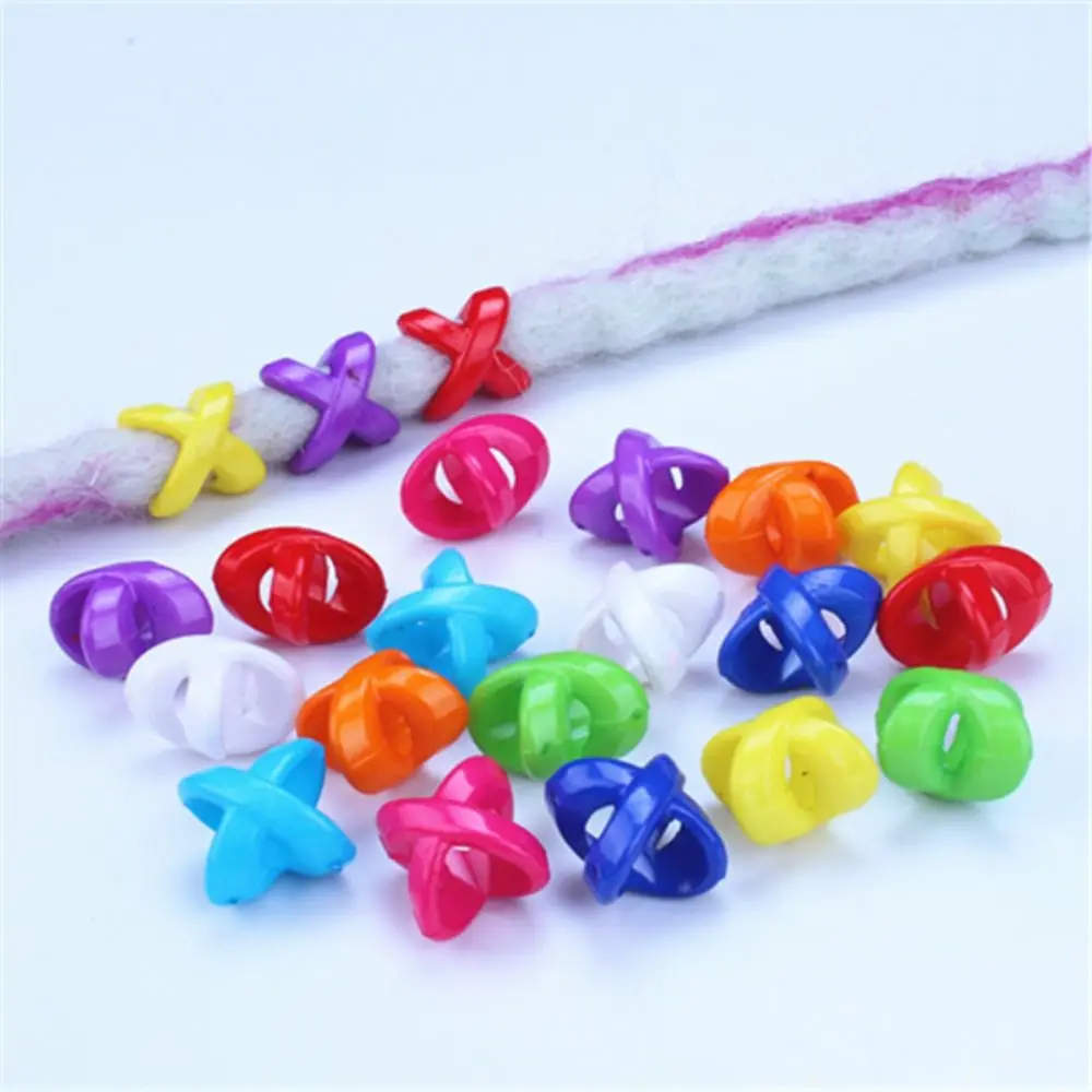 

30pcs/set Plastic Big Hole Dreadlock Bead X-shape Charms Braided Loose Beads Hip-hop Colorful Hair Braid Tubes