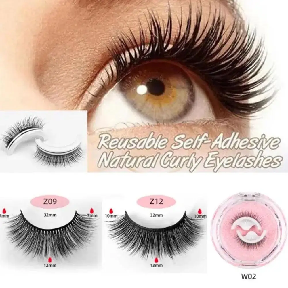 

Natural False Eyelashes Reusable Self-Adhesive No Glue Or Needed For Women 1 Pair Beauty Tools Portable Reusable R H9U4