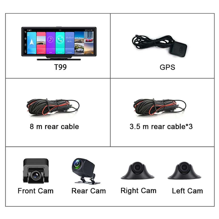 10.26 IPS 4G   ̵ 8.1 ڵ  ķ GPS ׺̼ 4 ī޶ ä HD 720P  ڴ ڵ DVR WiFi, 24 ð ͸