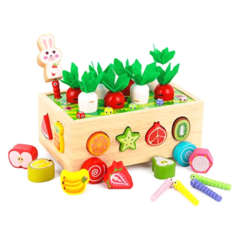 

Carrot Plug-In Game Gift Wooden Toy Sorting Game Wooden Puzzle Carrot Harvest Easy To Use