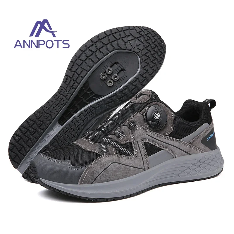 Cycling Shoes New Professional MTB Cycling Shoes Men Flat Leather Breathable Dual Use Leisure Outdoor Self-locking Mountain Bicycle Sneakers