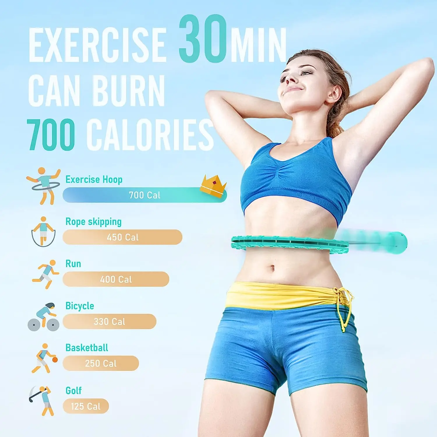 Cerchio fitness con pesi per adulti e bambini, nodi staccabili, addome, perdita di peso, 2 in 1, fitness, massaggio per la perdita di peso_voghion.com