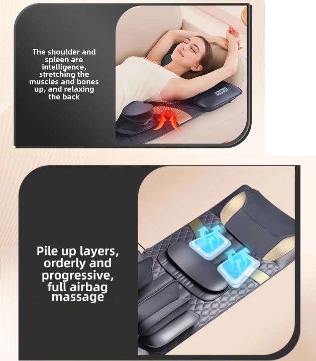 Upgrade Large Area Vibration Airbag Swing Heated Neck Massager Full Body Massage Mat Mattress Traction Lumbar with Remote Contro 4