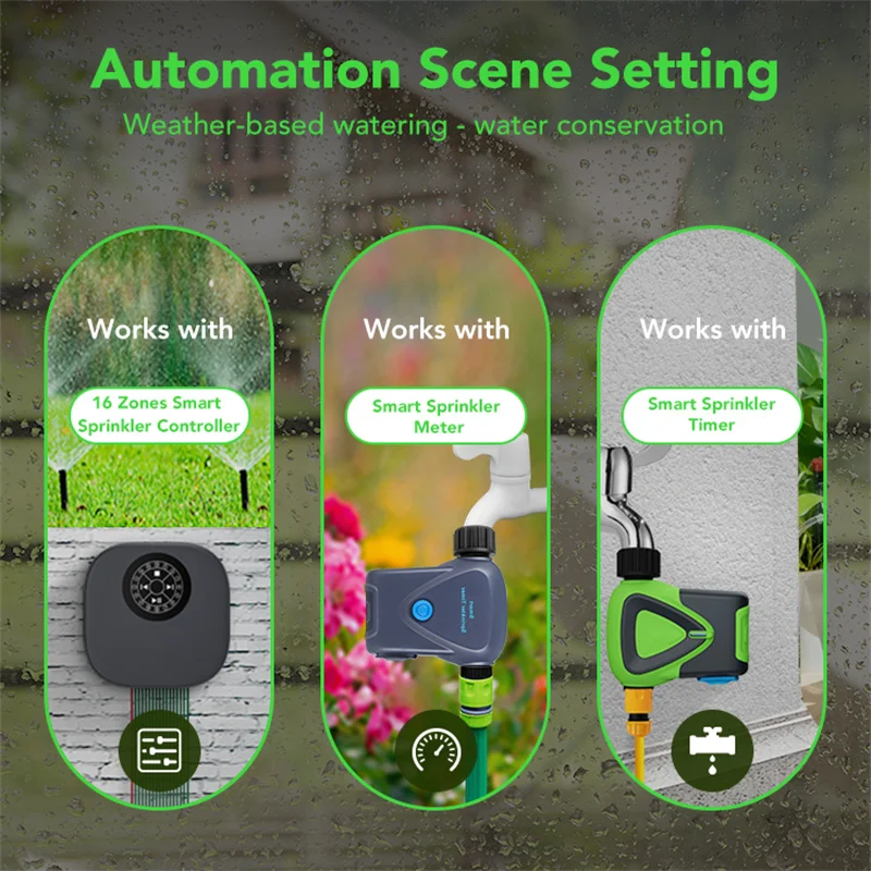 Tuya Smart WiFi Wireless Rain Sensor Outdoor - IP65 Waterproof Battery-Powered D