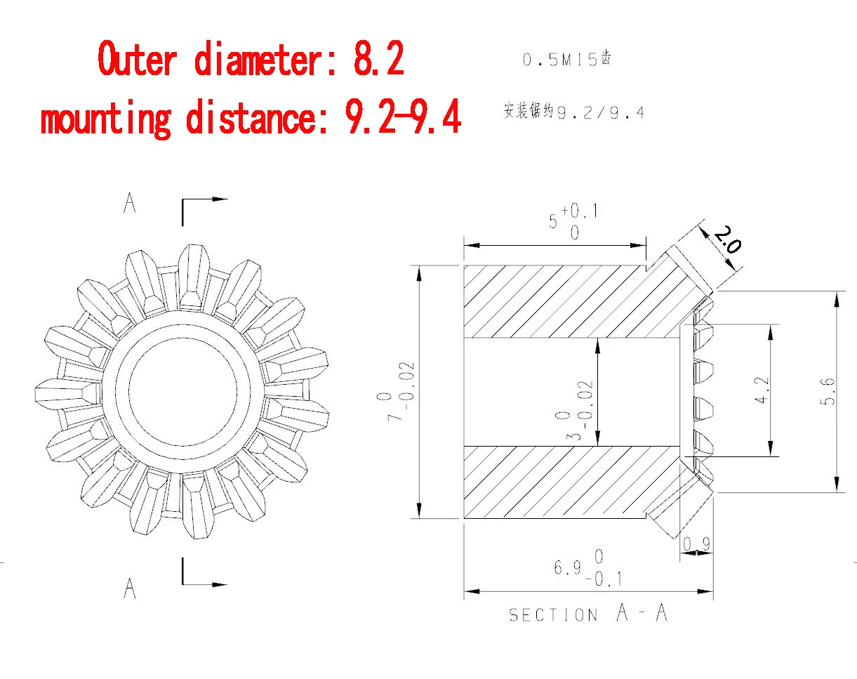 0.5Module 1:1 Mini Steel Bevel Gear 15 Teeth Axle hole 3 mm 90&deg;Angle Equal Diameter Conical /Spur Gears