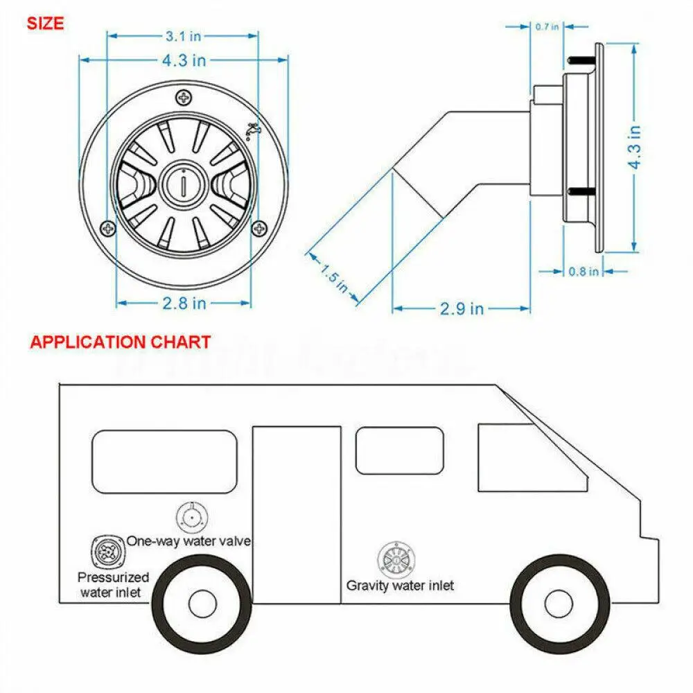 Fresh Water Filling Locking Inlet Hatch Filler Cap For Caravan Motorhome Camper rv water inlet rv water tank system