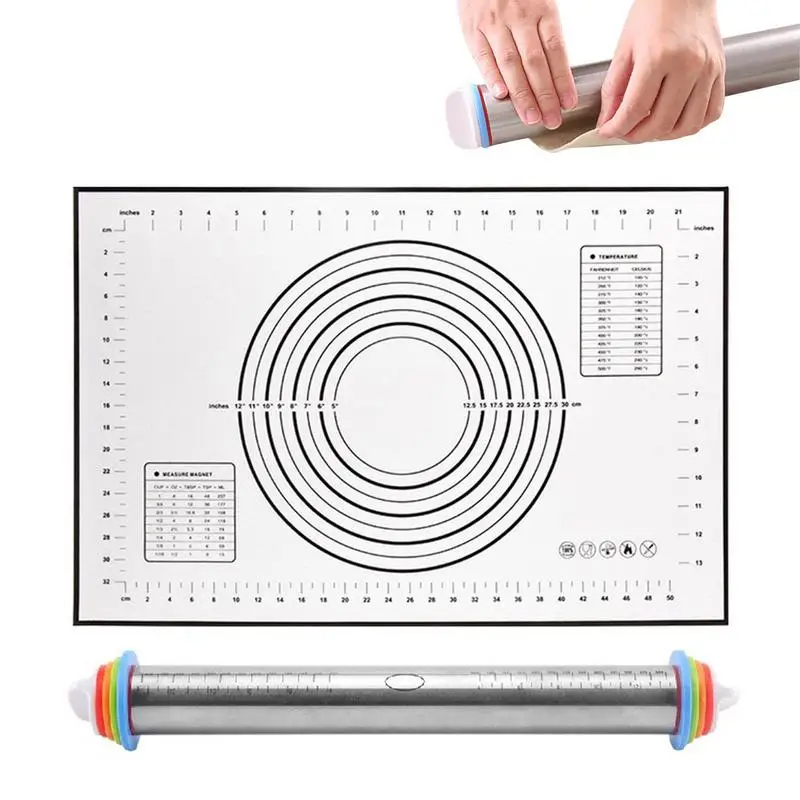 Rolling Pin With Thickness Rings Adjustable Pie Rolling Pin With Multi