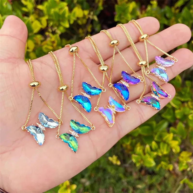 

Sweet Romance Colorful Butterfly Zircon Bracelet for Women New Trendy Temperament Shining Adjustable Bracelet Jewelry Gifts