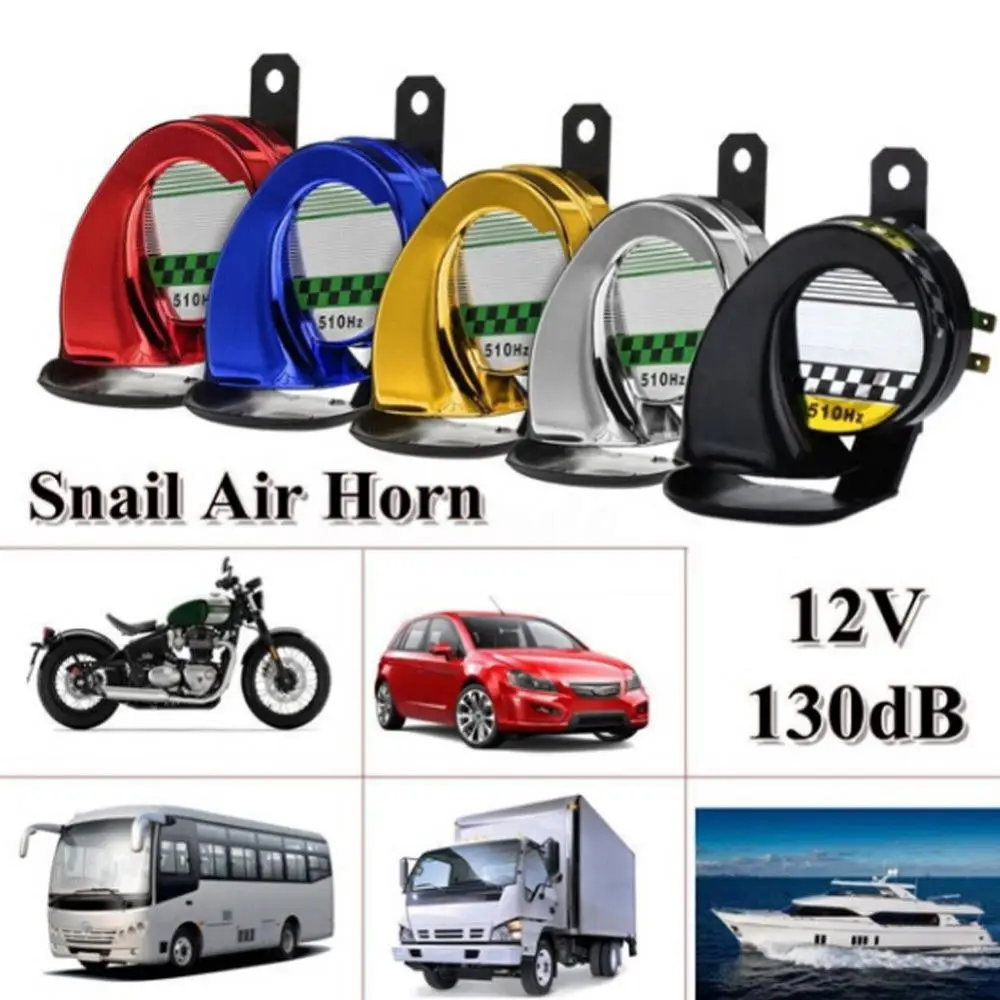 Universal 12V DC 130dB Snail Air Motorcycle Horn Siren Loud 510Hz for Car Truck Motorbike Waterproof Round Loud Horn Speakers motorcycle electric horn car horn