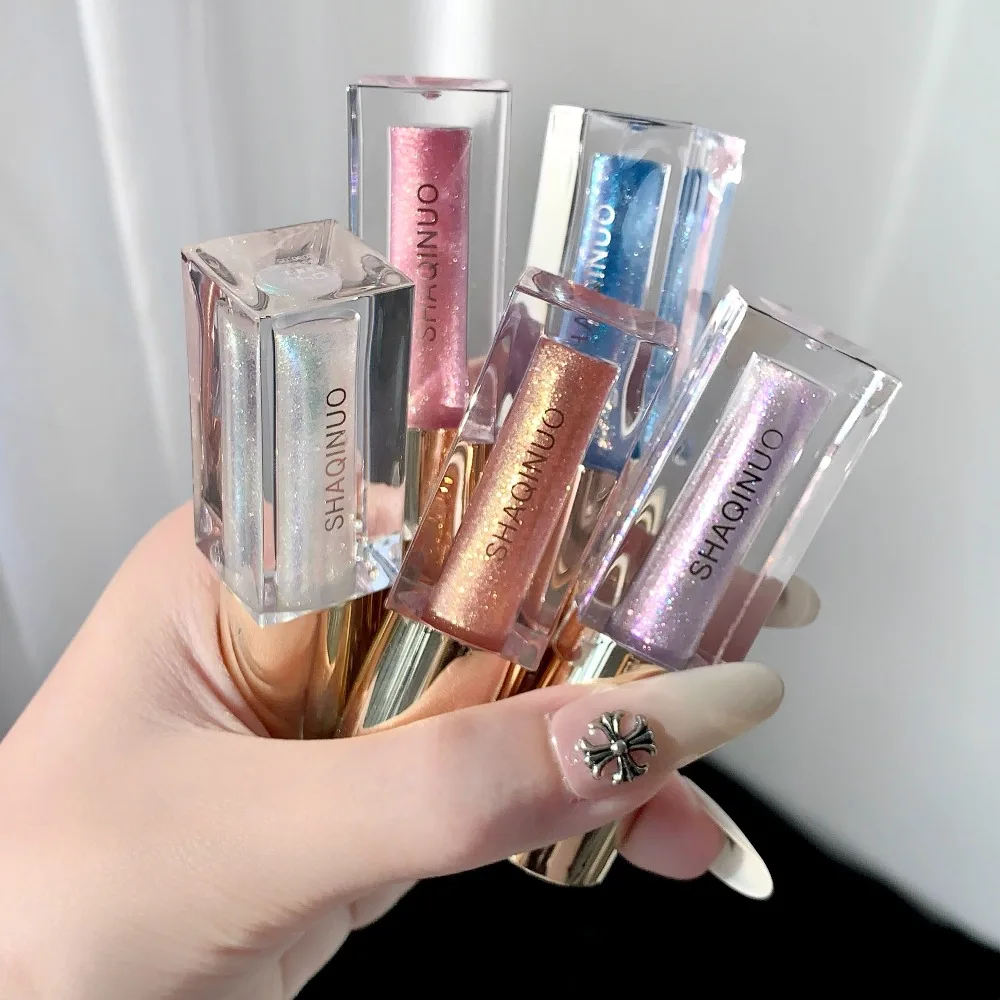 3D-Diamant-Lippenglanz in klarem, pinkfarbenem Schimmer mit Glitzer-Metallic-Lila-Effekt – Feuchtigkeitsspendender Lippen-Tint mit Spiegelglanz und funkelndem Make-up_voghion.com