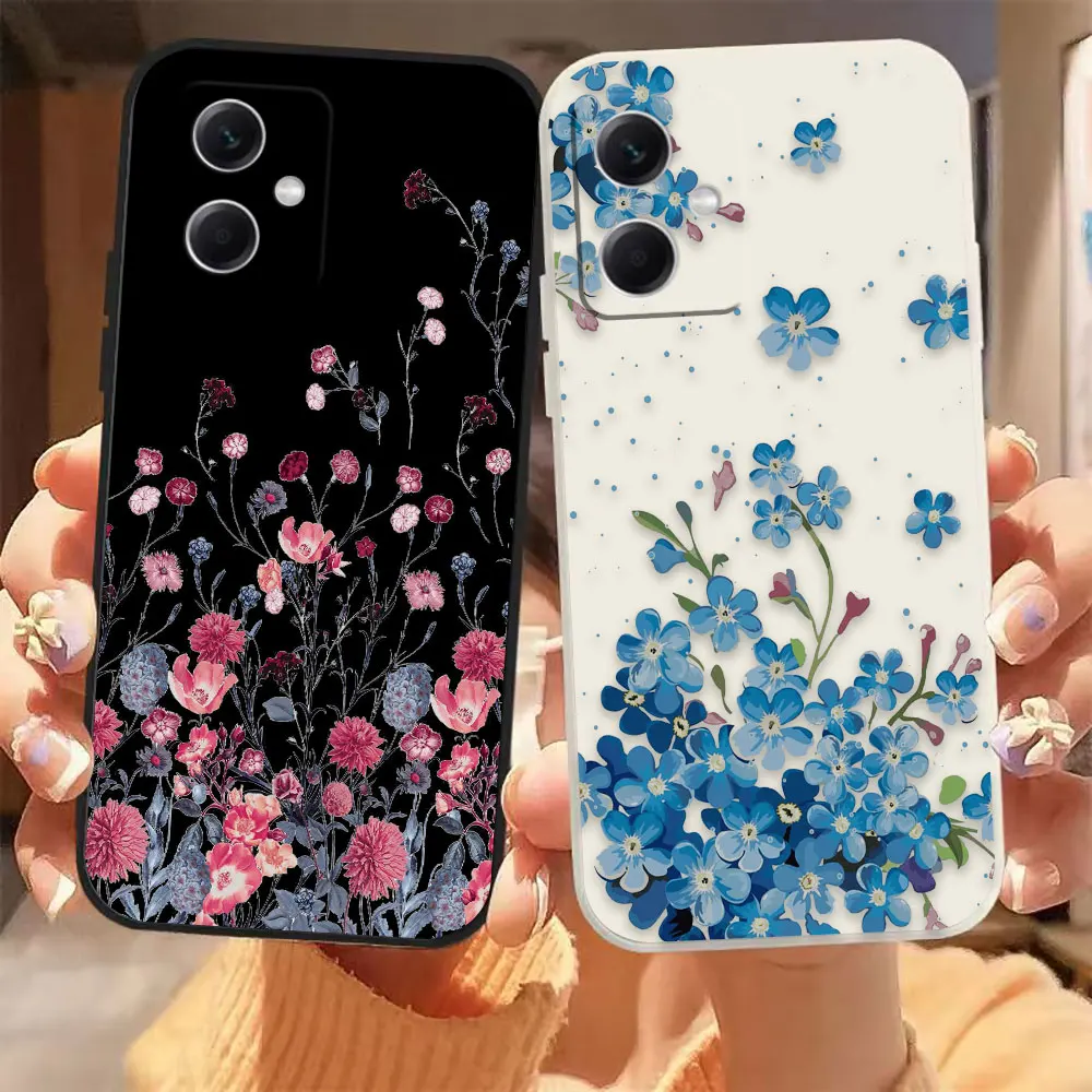 

Spring Flowers Butterfly Phone Case For Redmi Note 9 12 11 11T 12S 11S 10 8 PRO PLUS 4G 5G Colour Liquid Case Fundas Shell Capa