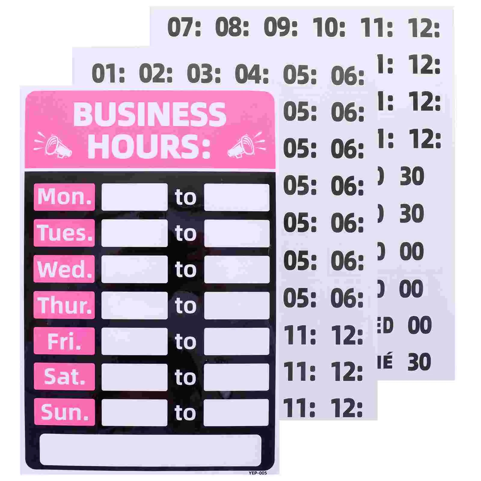 

2 Pcs LED Business Sign Work Emblems Store Opening Signs Decal Pvc Changeable Hours