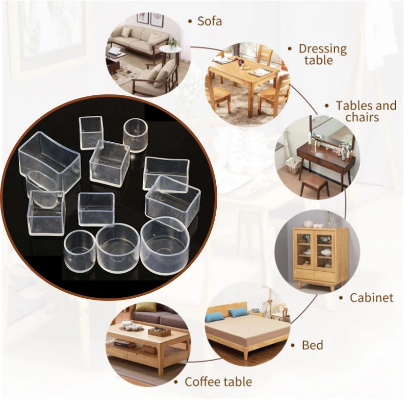 Enhanced Furniture Leg Protection Caps - Rubber Floor Protectors and Leveling Feet Covers