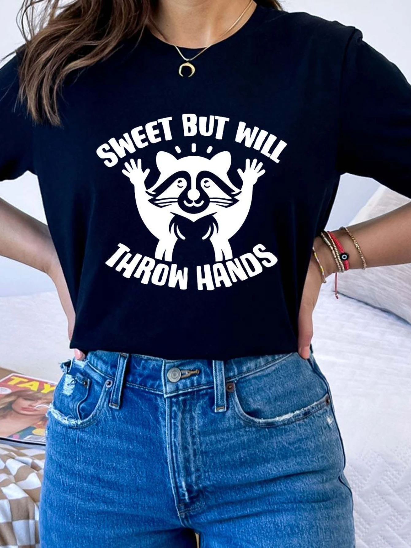 

Colorful Letter Print Crew Neck T-shirt, Casual Short Sleeve Top For Spring & Summer, Women's Clothing