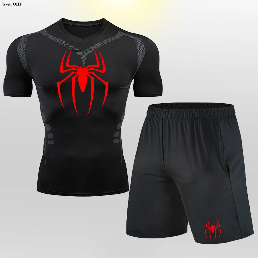 Man Compression Sets Gym Running Shorts T Shirt Fitness Training Mens Tracksuit Short Sleeves Shirts Sport Workout Suit Rashgard compression t shirt,sport t shirt,short sleeve t shirt,running t shirts,running t shirt,fitness clothes,running shorts