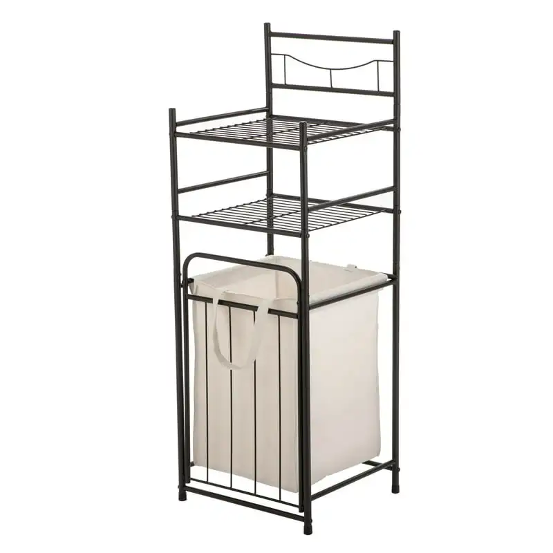 

Shelves 10 lb. Capacity Steel Storage Shelf Unit with Hamper , Bronze Finish for Adults Bathroom shelves Storage Bathroom shelve