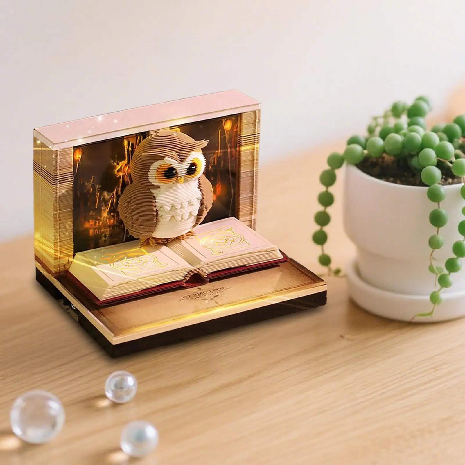 3D Time Piece Calendar 2026 3D Calendar Paper Carving Art Memo Pad Notepad Owl-Shaped Tear Away Carving Time Piece Notepad