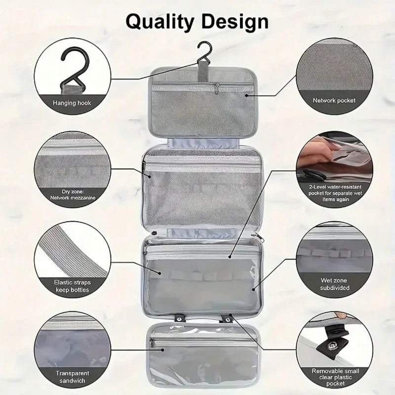 Women's Travel Toiletries for Men - Portable Hanging Storage Bag Cosmetic Bag Suitable for Cosmetic Travel Accessories Essential - 5