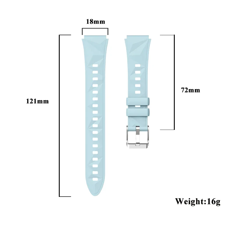 Universal 18mm Sports Silicone Classic Buckle Replacement Watch Band