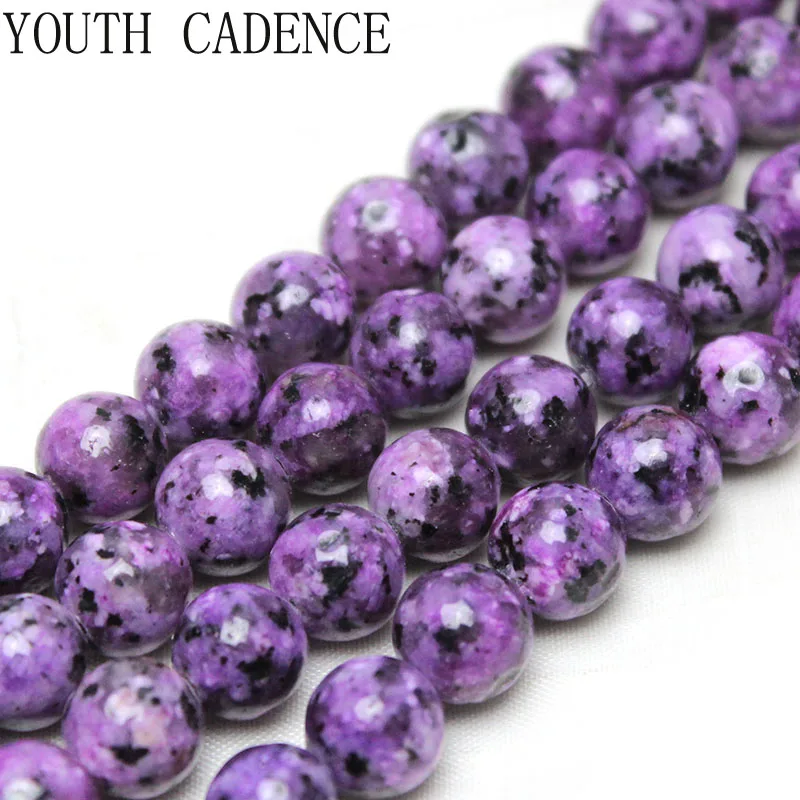 NaturalStoneBeadsPurpleJaspersBlackSpotRoundLooseSpacerBeads