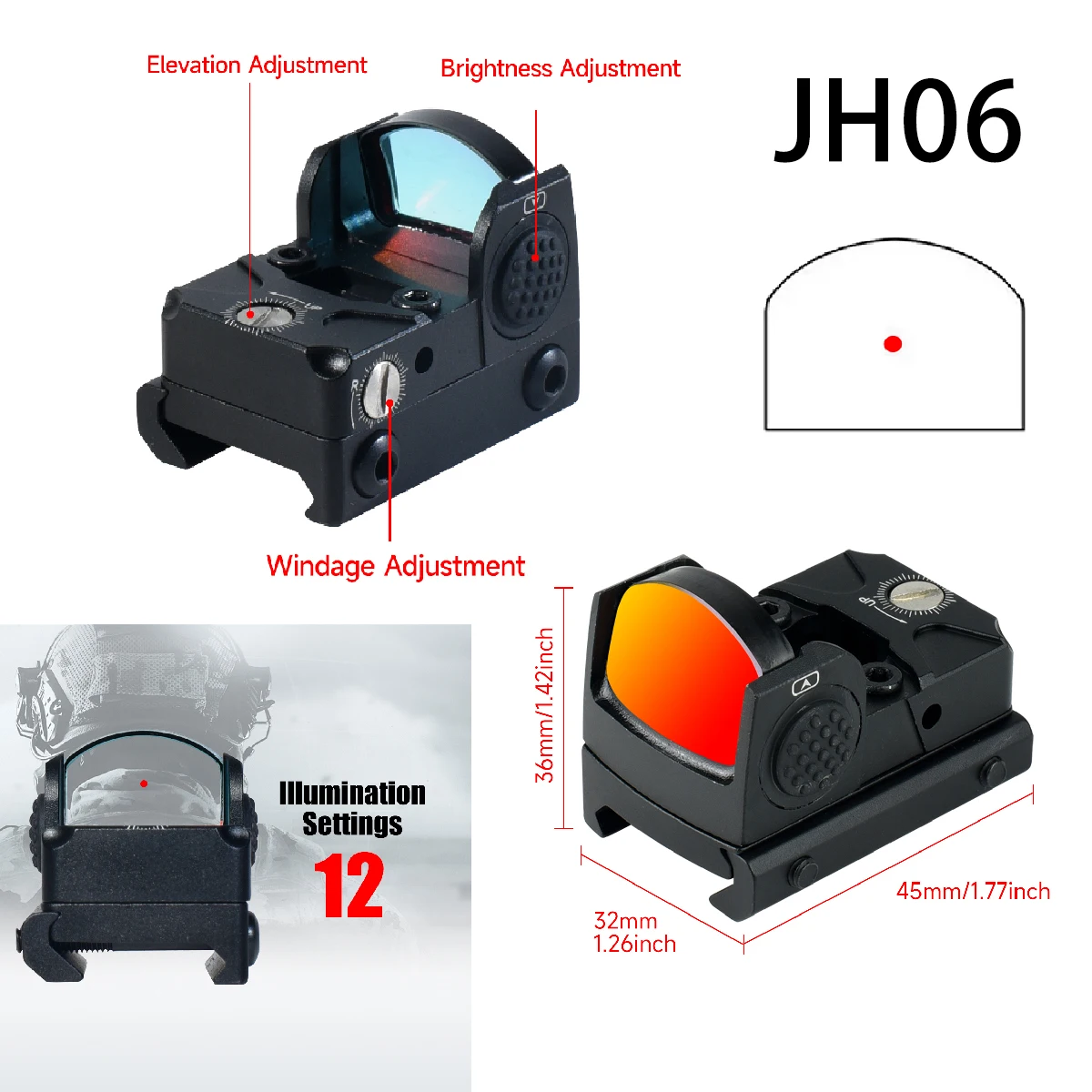 Red Dot Sight Tactical Scope Fit 20mm Rail Airsoft Pistols and Rifle Reflex Sight Optical Compact Scopes Hunting Accessory 5