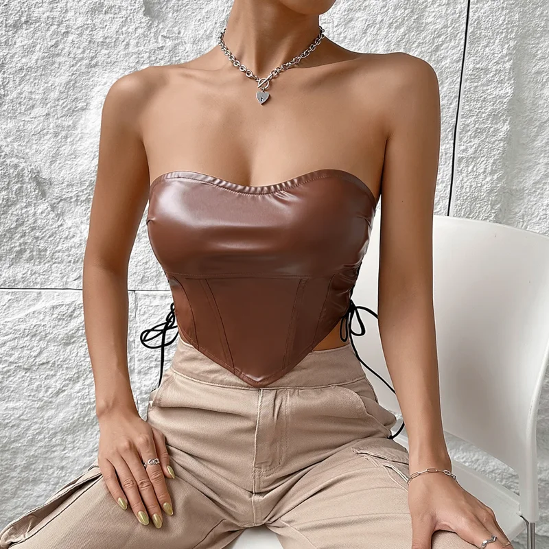 

Summer 2023 New Backless Inside Take Wipe Chest Solid Color Sleeveless Small Vest
