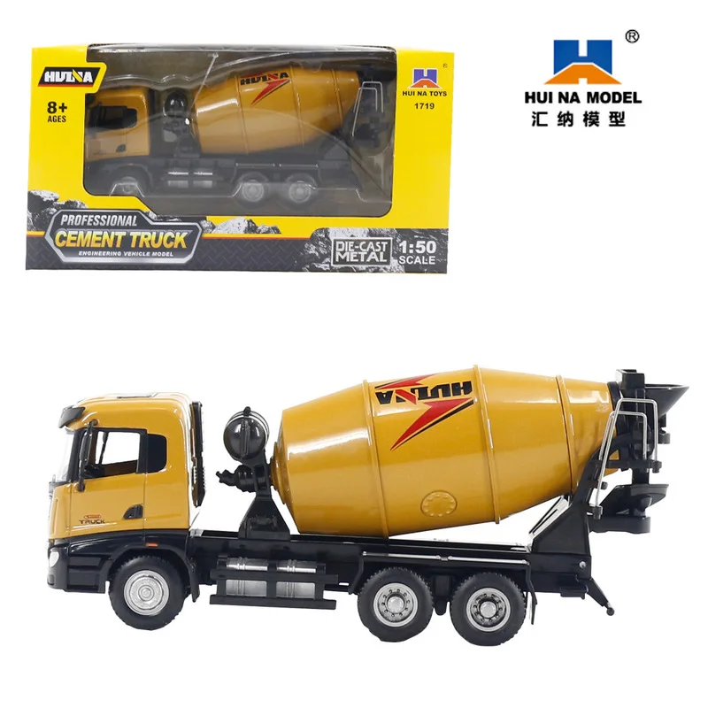 

HUINA 1719 1:50 Mixer Mix Dump Truck Model Car Excavator Fall-Resistant Die-casting Engineering Vehicle Toy for Children Gift