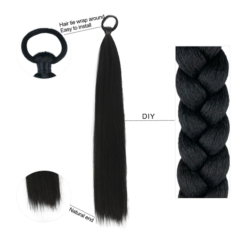 LUPU 2Pcs Straight Ponytails With Headband and Soft Synthetic Hair Patches Suitable for Daily Wear by Women and Girls, 14 inches