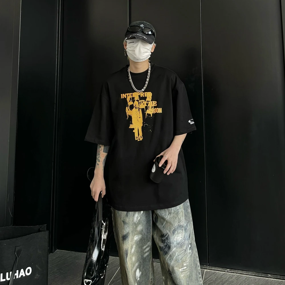 

Kanye666 GRAILZ Streetwear Fashion Functional Style Printed Loose Oversized Vintage Clothing Cotton T Shirt Tops Tees For Men