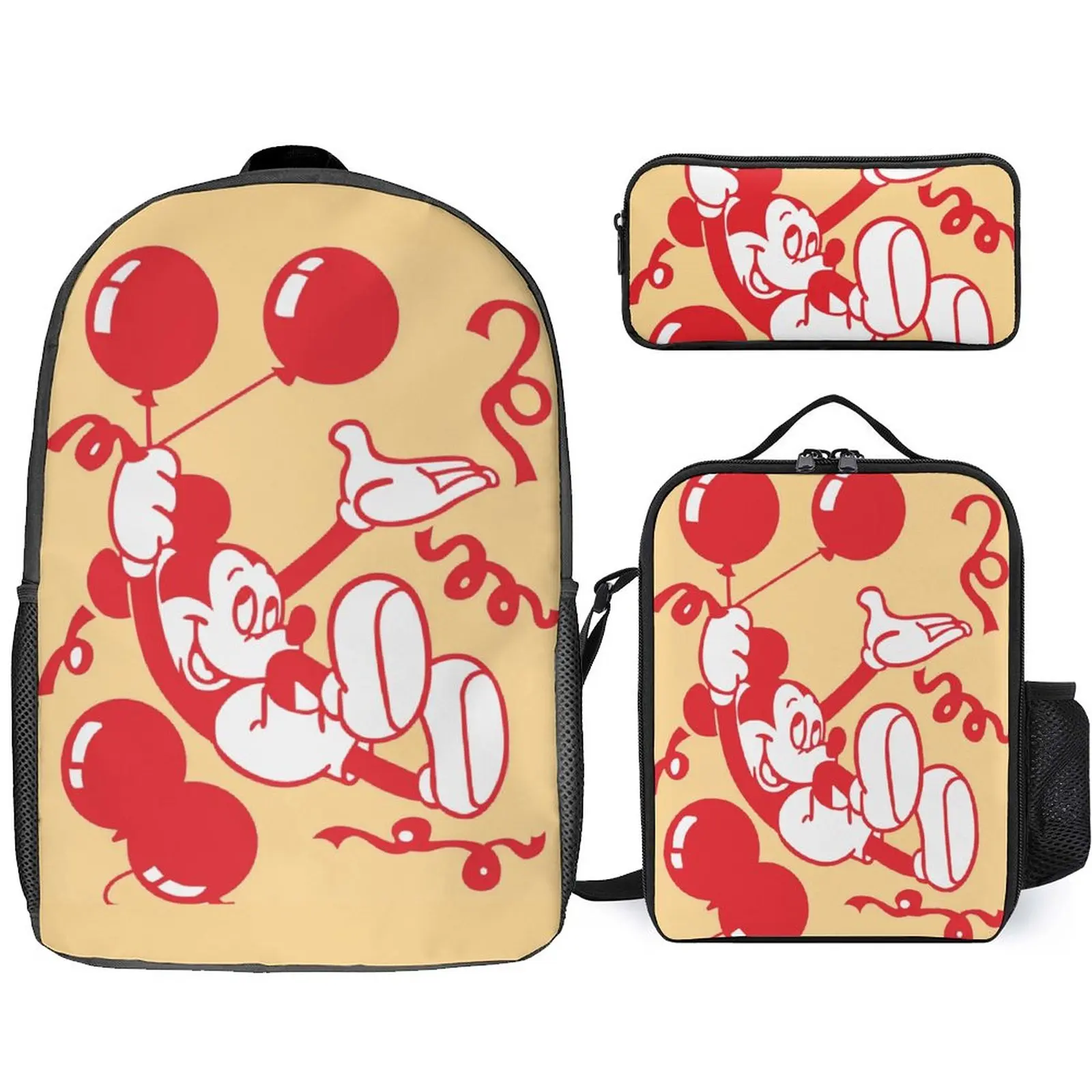 

Disney Backpack with Customized Patterns for Boys and Girls Pencil Case Meal Bag Set Travel School Large Capacity Backpack