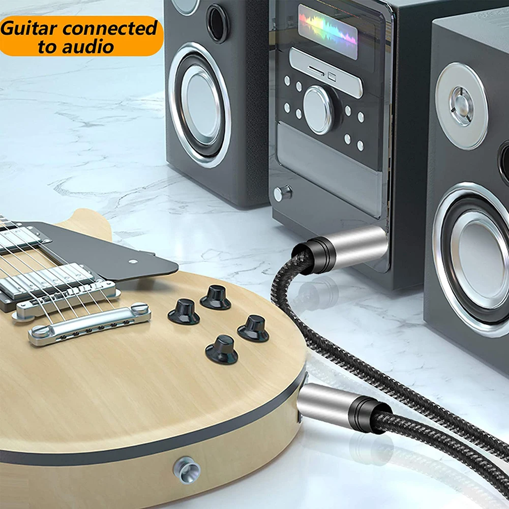 6.35mm Mono Jack Gold-plated 6.35 Male To Male Aux Cord Nylon Braid TRS Connector Low Noise Resistance for Multimedia Speakers