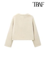 TRAF-Thick Warm Faux Fur Jacket for Women, Long Sleeve Coat, Front Toggle, Female Outerwear, Chic Tops, Fashion 2
