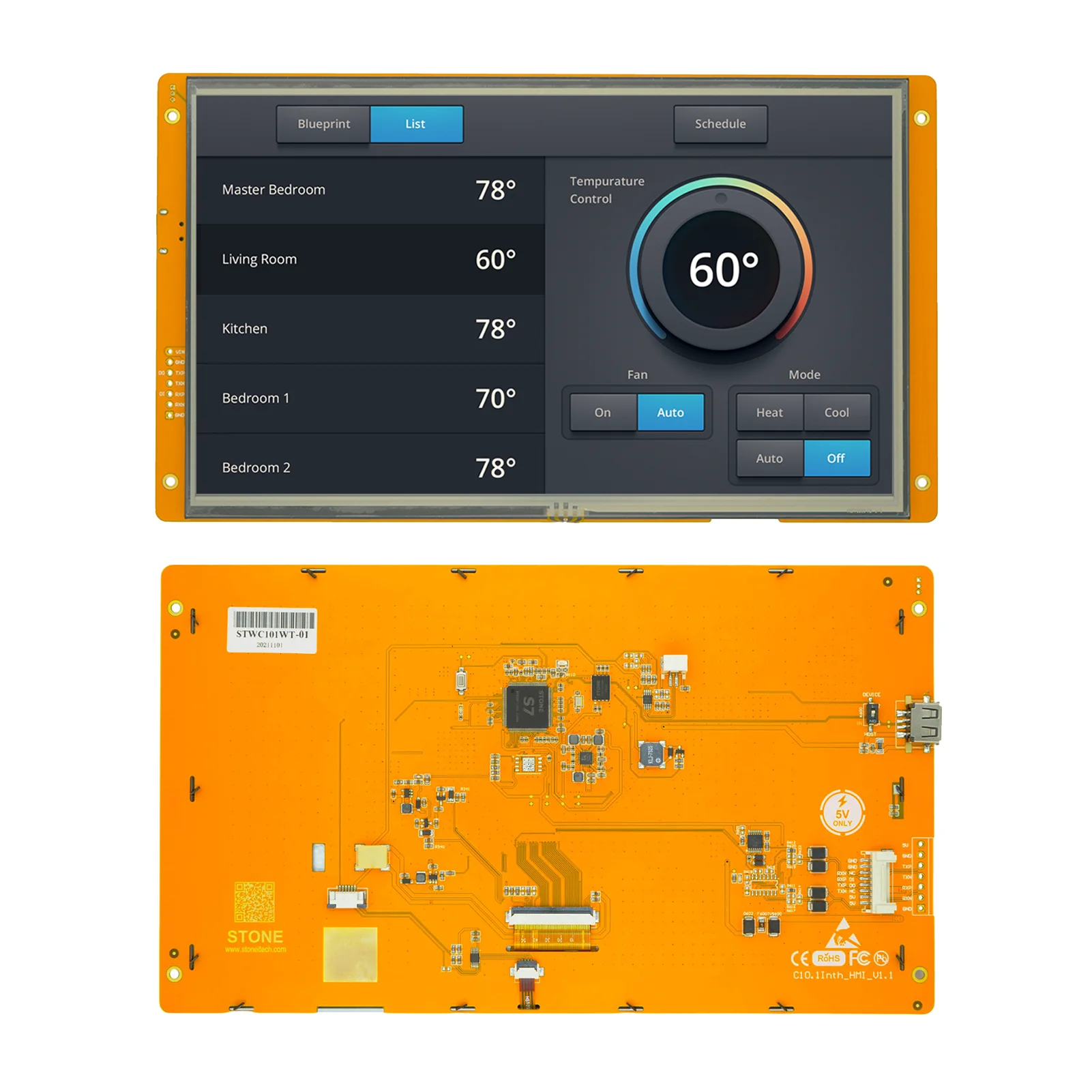 

SCBRHMI 10.1 Inch HMI Smart LCD Display Module with 4 Wire Resistance Touch Screen + UART port + Controller + Program