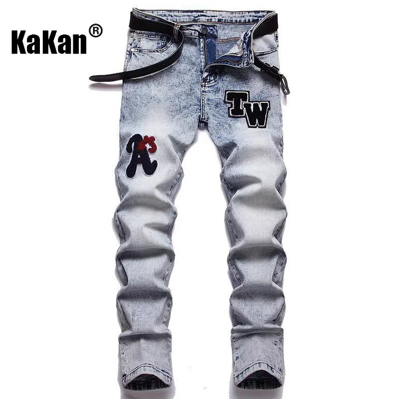 Kakan - New European and American Micro Elastic Black Pants Jeans for Men, Selected Fabric Slim Fit Long Jeans K21-60333