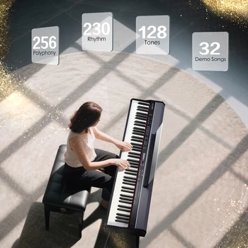 88 Keyboard Digital Piano with Bluetooth Dual Stereo, 3-Pedals Electronic Piano Action Keyboard Digital Piano for Beginners