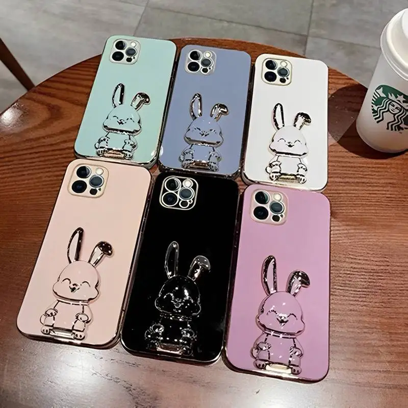 Rabbit Holder Stand Soft Phone Case - Cute and Functional Design