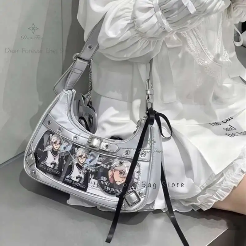 Y2k Cute Women Underarm Bag Fashion Sweet Ita Bag Lolita Girls Transparent Pocke DIY Display Shoulder Bag Fashion Handbag Purses 5