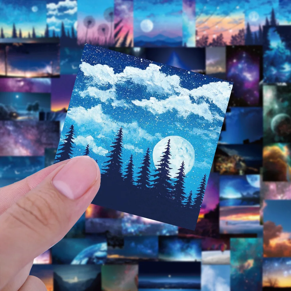 

10/30/60PCS Starry Sky Clouds Night Scenery Sticker DIY Laptop Luggage Skateboard Graffiti Decals Sticker for Kid Toys Gift
