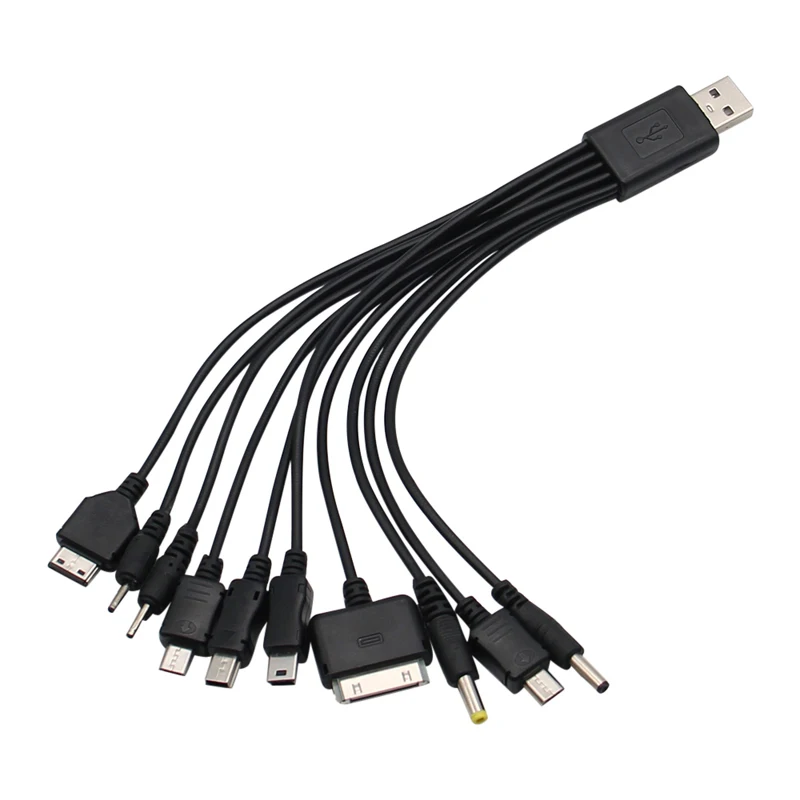 Universal USB To Multi Plug Cell Phone Charger Cable 10 to 1 USB Charger Cable