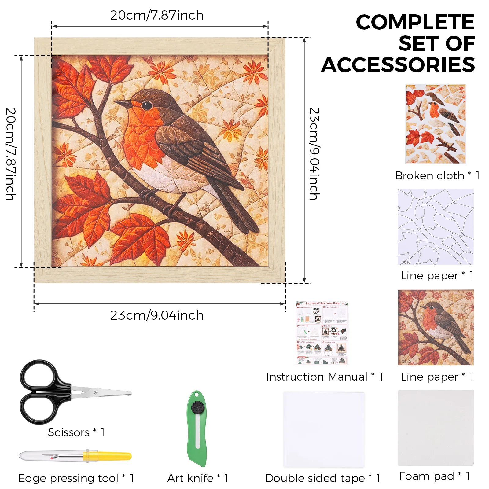 DIY Fabric Art Kit with Wood Frame and Tool for Office Decor - No Sew Craft Kit