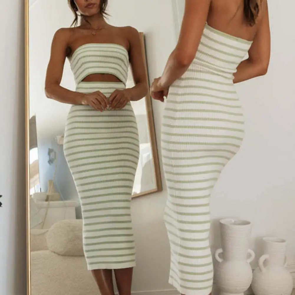 

Women Off-shoulder Dress Trendy Cutout Detail Dress Elegant Off-shoulder Beach Dress with Anti-slip Knitted Design for Women's